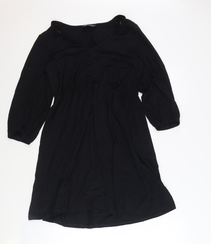 Marks and Spencer Womens Black Viscose Trapeze & Swing Size 10 V-Neck Pullover