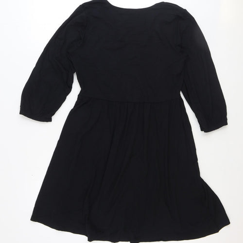 Marks and Spencer Womens Black Viscose Trapeze & Swing Size 10 V-Neck Pullover