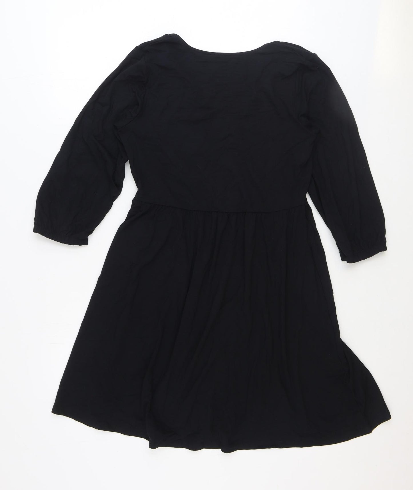 Marks and Spencer Womens Black Viscose Trapeze & Swing Size 10 V-Neck Pullover