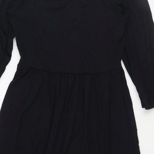 Marks and Spencer Womens Black Viscose Trapeze & Swing Size 10 V-Neck Pullover