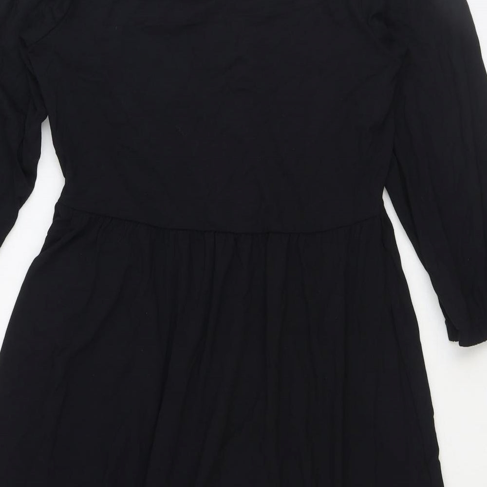 Marks and Spencer Womens Black Viscose Trapeze & Swing Size 10 V-Neck Pullover