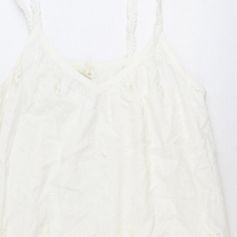 Per Una Womens Ivory 100% Cotton Basic Tank Size 20 Round Neck