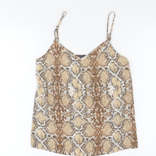 Marks and Spencer Womens Brown Animal Print Polyester Basic Tank Size 8 V-Neck - Snake Print