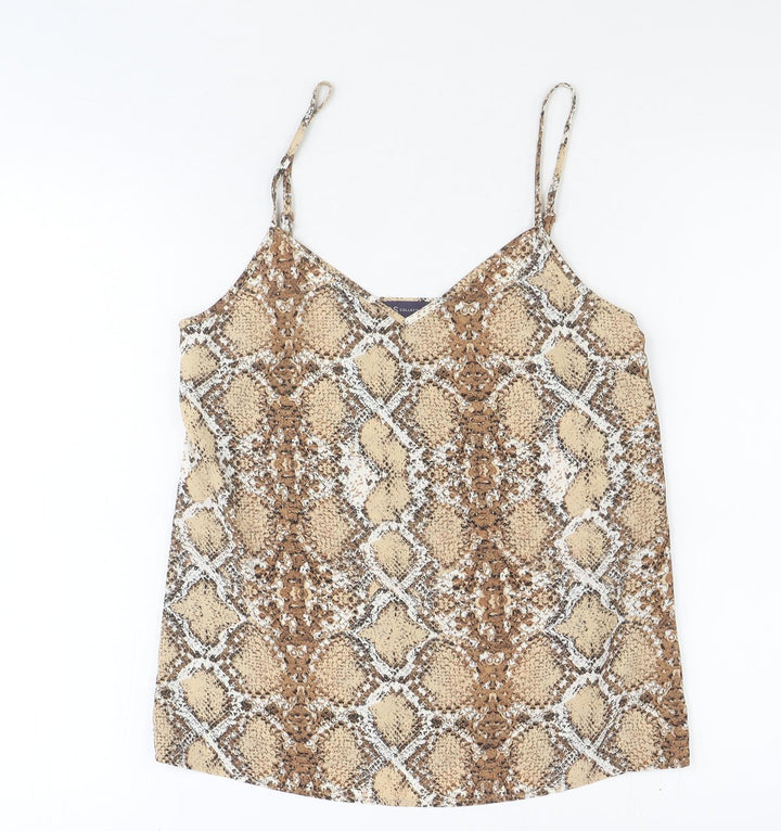 Marks and Spencer Womens Brown Animal Print Polyester Basic Tank Size 8 V-Neck - Snake Print
