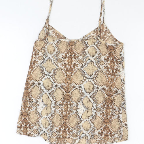 Marks and Spencer Womens Brown Animal Print Polyester Basic Tank Size 8 V-Neck - Snake Print