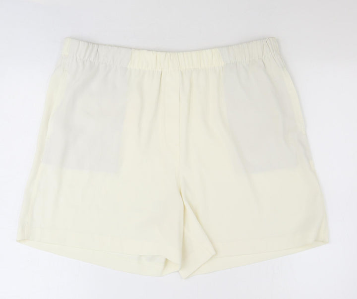 Marks and Spencer Womens Ivory Polyester Sweat Shorts Size 20 Regular Pull On
