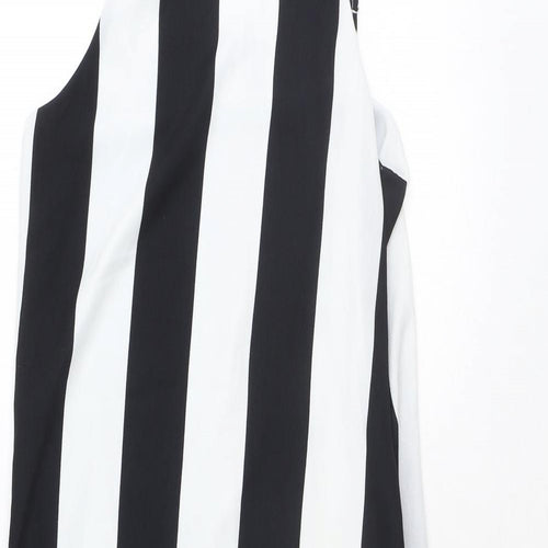 COLLUSION Womens Black Striped Polyester A-Line Size 8 Square Neck Pullover