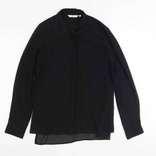 New Look Womens Black Polyester Basic Button-Up Size 10 Collared