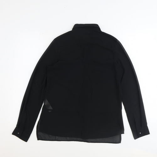 New Look Womens Black Polyester Basic Button-Up Size 10 Collared