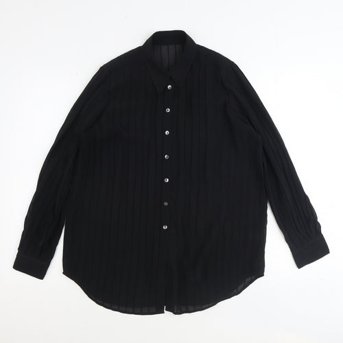 NEXT Womens Black Polyester Basic Button-Up Size 10 Collared