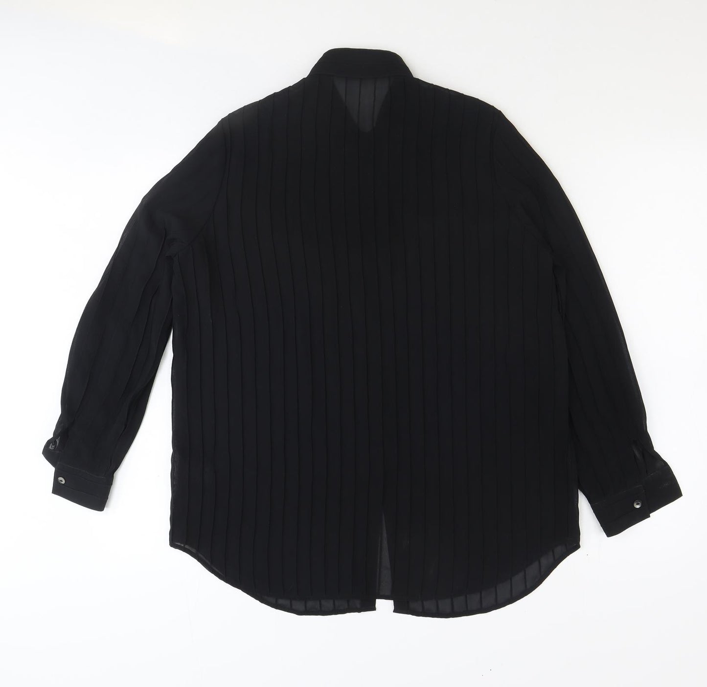 NEXT Womens Black Polyester Basic Button-Up Size 10 Collared