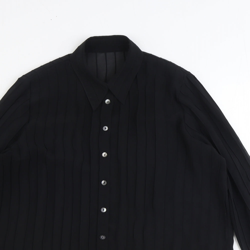 NEXT Womens Black Polyester Basic Button-Up Size 10 Collared