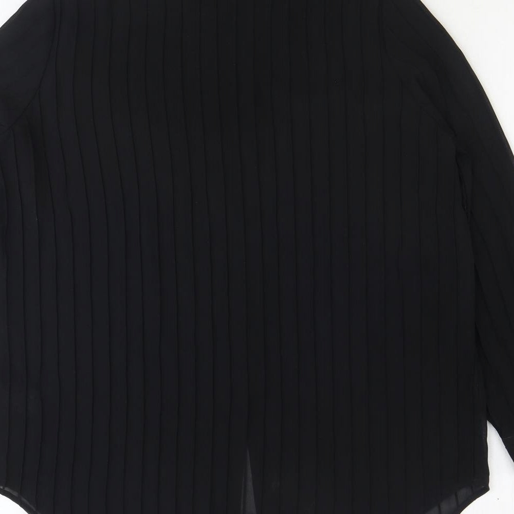 NEXT Womens Black Polyester Basic Button-Up Size 10 Collared