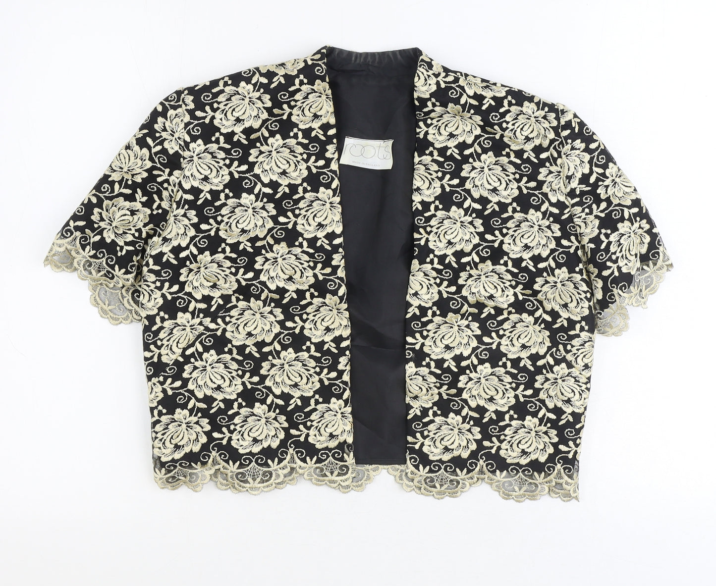 Roots Womens Black V-Neck Floral Polyester Shrug Jumper Size 12
