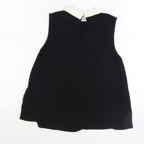 New Look Womens Black Viscose Basic Tank Size 10 Collared