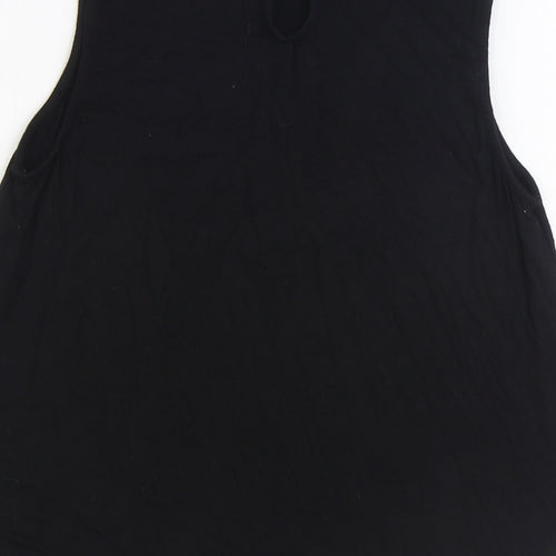 New Look Womens Black Viscose Basic Tank Size 10 Collared