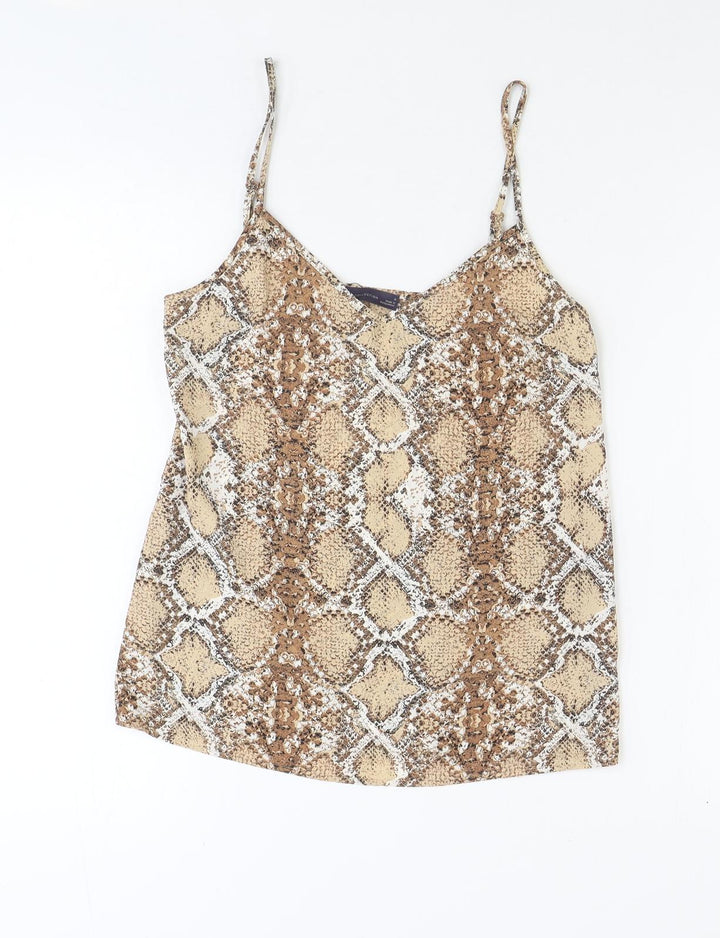Marks and Spencer Womens Brown Animal Print Polyester Basic Tank Size 6 V-Neck - Snake Print