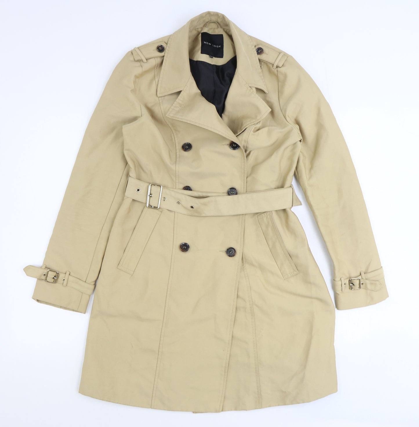 New Look Womens Beige Trench Coat Coat Size 12 Button