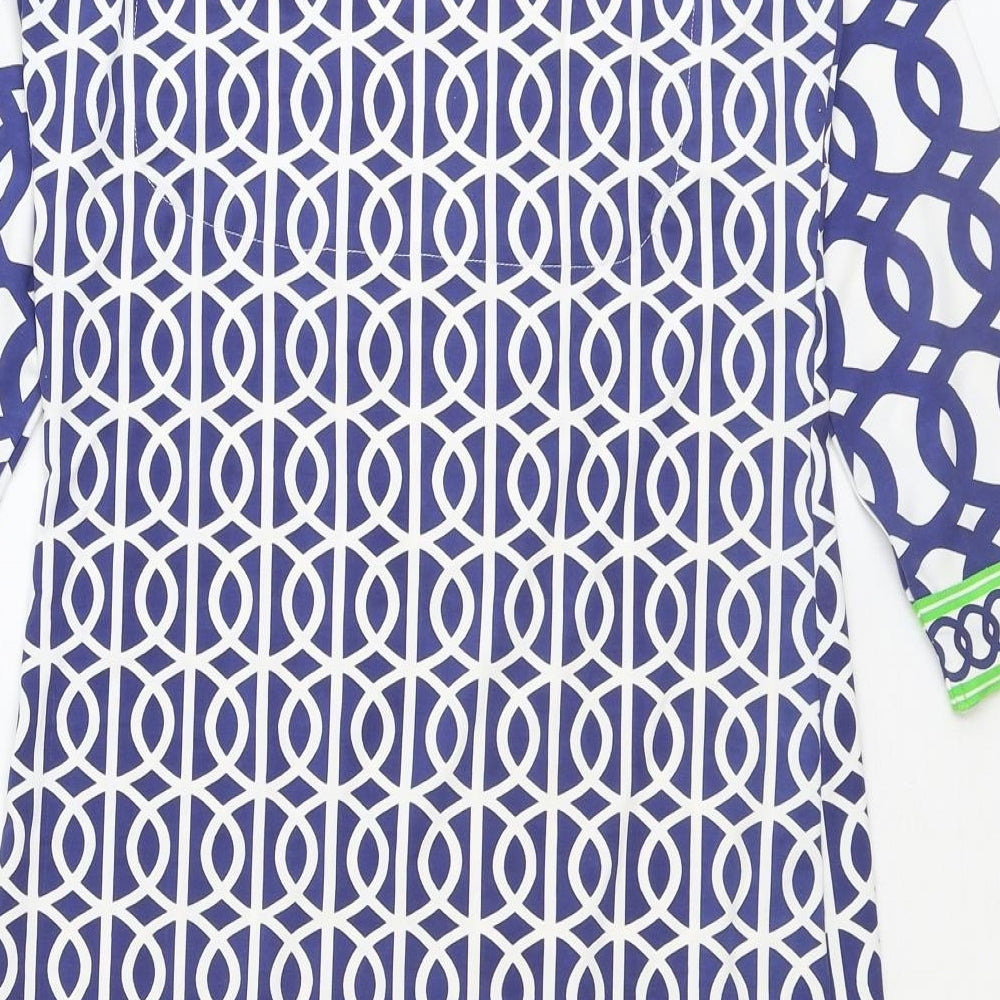 Sandy Lane Womens Multicoloured Geometric Polyester A-Line Size XS V-Neck Magnetic