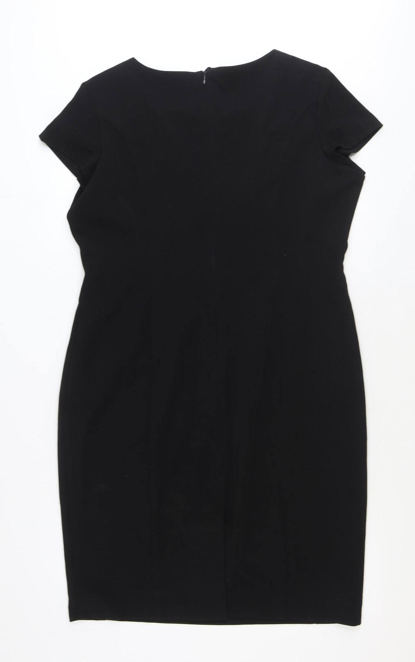 Marks and Spencer Womens Black Polyester Sheath Size 18 Square Neck Zip