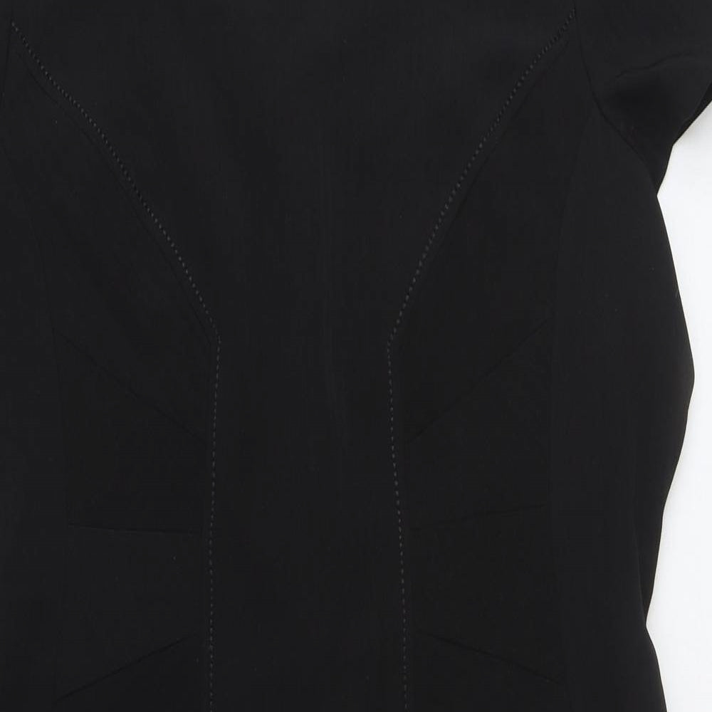 Marks and Spencer Womens Black Polyester Sheath Size 18 Square Neck Zip