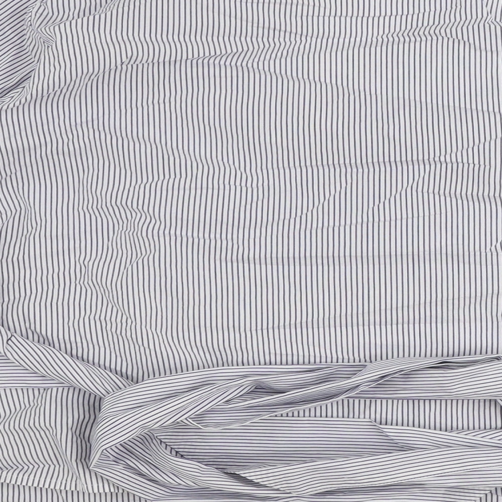 Marks and Spencer Womens White Striped 100% Cotton Wrap Blouse Size 18 V-Neck