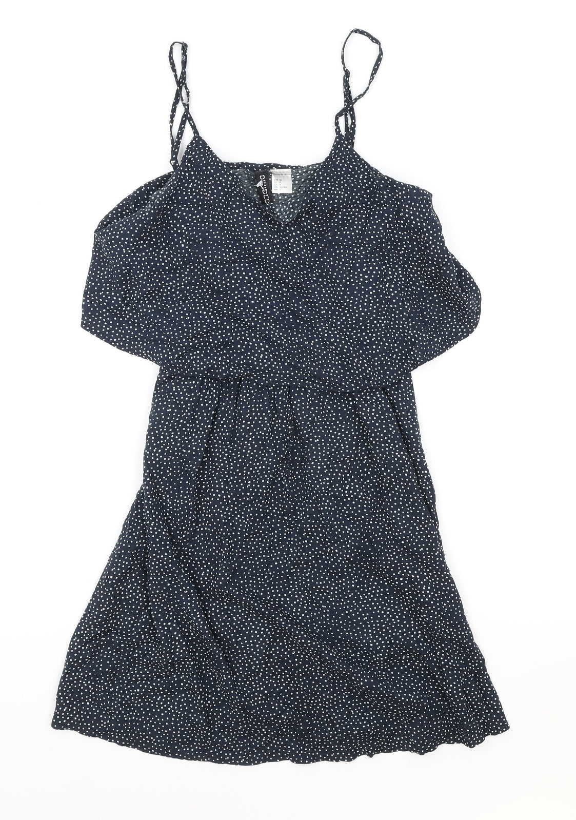 H&M Womens Black Geometric Viscose Tank Dress Size 6 V-Neck Pullover
