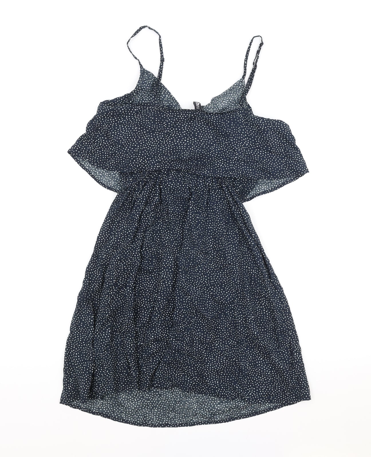 H&M Womens Black Geometric Viscose Tank Dress Size 6 V-Neck Pullover