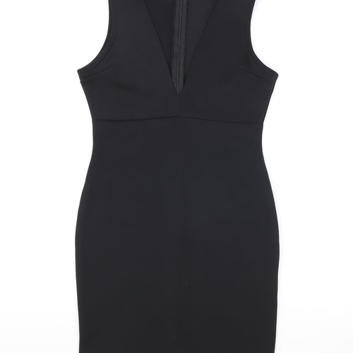 Missguided Womens Black Polyester A-Line Size 10 V-Neck Zip