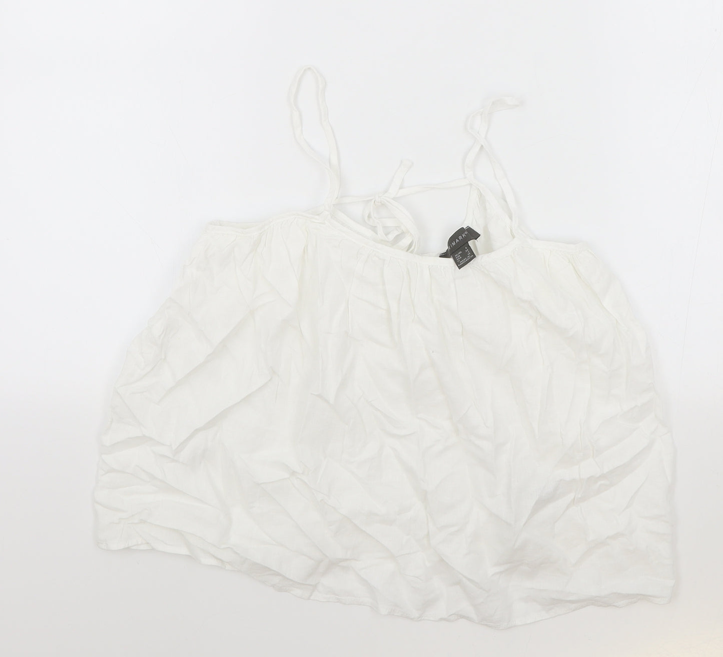 Primark Womens White Polyester Camisole Tank Size 6 Scoop Neck - Tie Back Detail