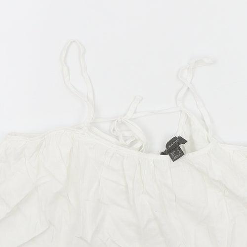 Primark Womens White Polyester Camisole Tank Size 6 Scoop Neck - Tie Back Detail