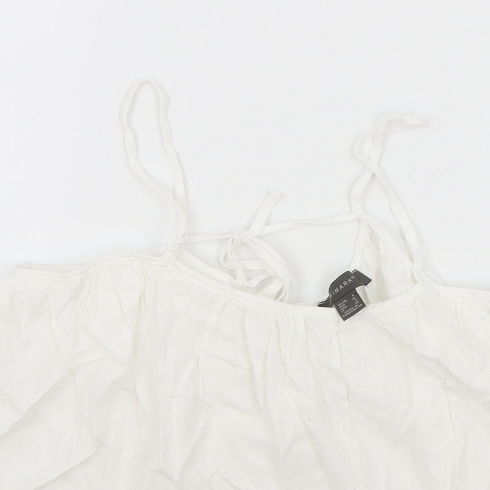Primark Womens White Polyester Camisole Tank Size 6 Scoop Neck - Tie Back Detail