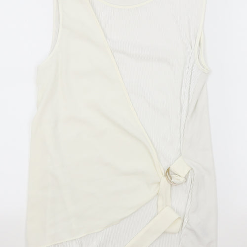 NEXT Womens Ivory Polyester Wrap Tank Size 12 Boat Neck