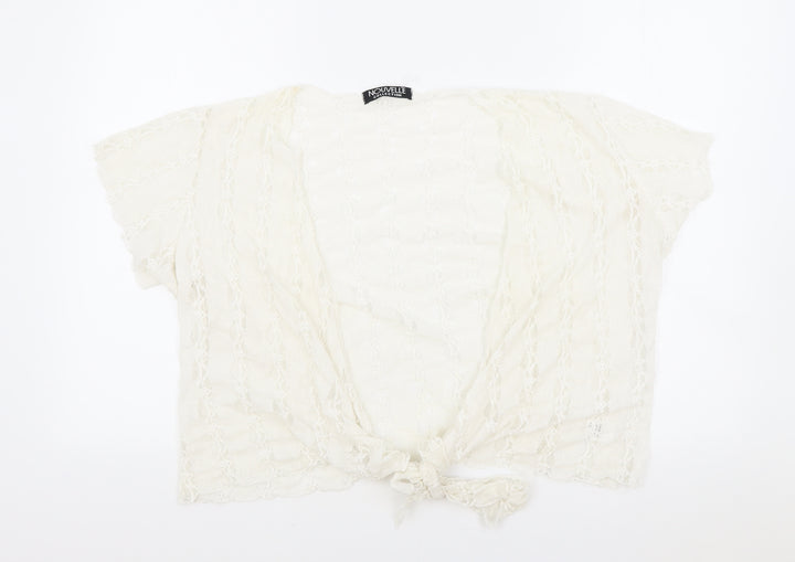 Nouvelle Womens Ivory Floral Elastane Cropped Blouse One Size V-Neck