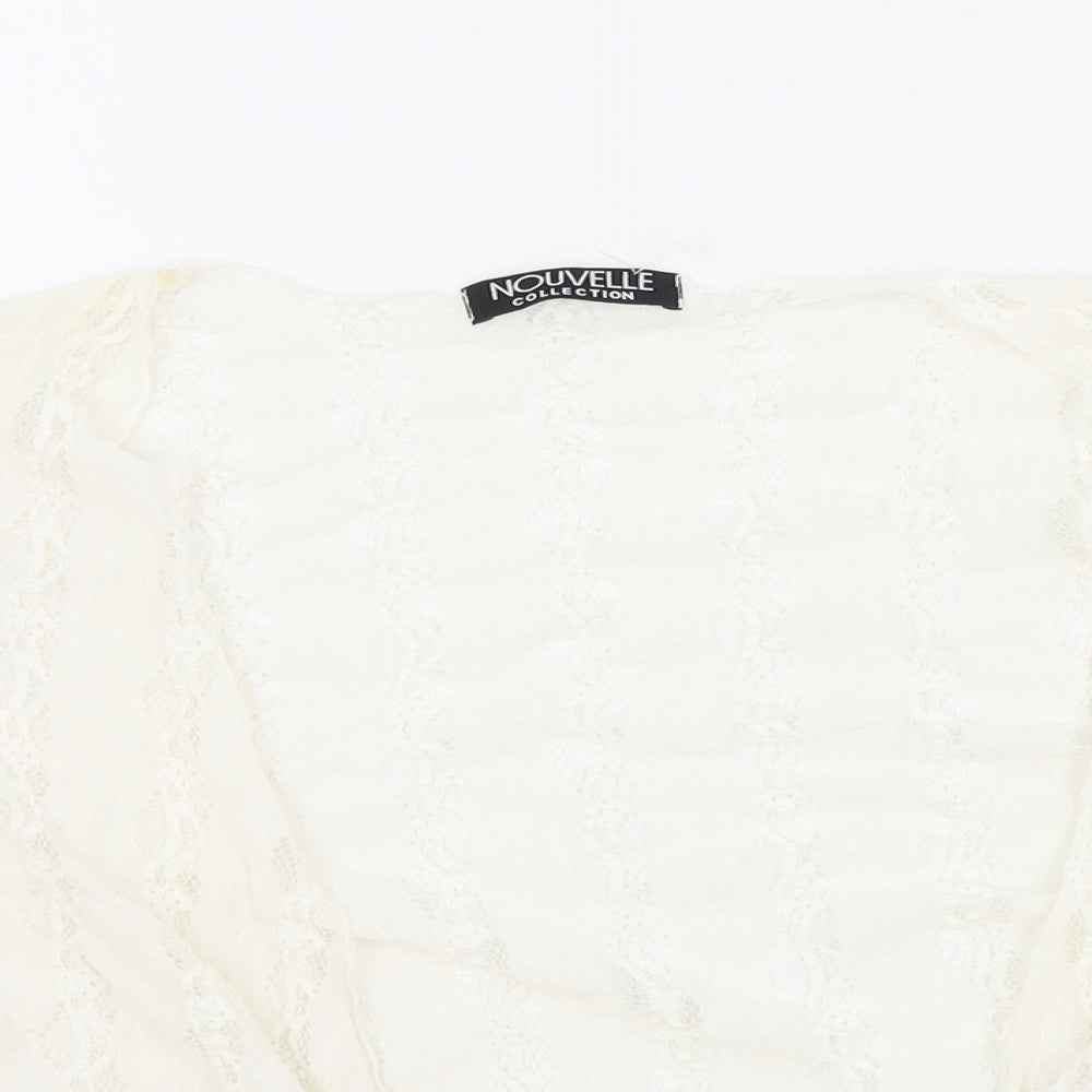 Nouvelle Womens Ivory Floral Elastane Cropped Blouse One Size V-Neck