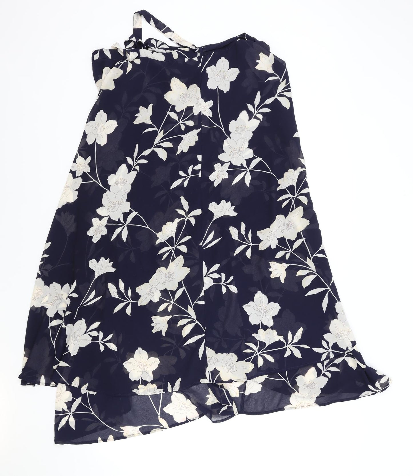 Monsoon Womens Blue Floral Polyester Wrap Skirt Size M Tie
