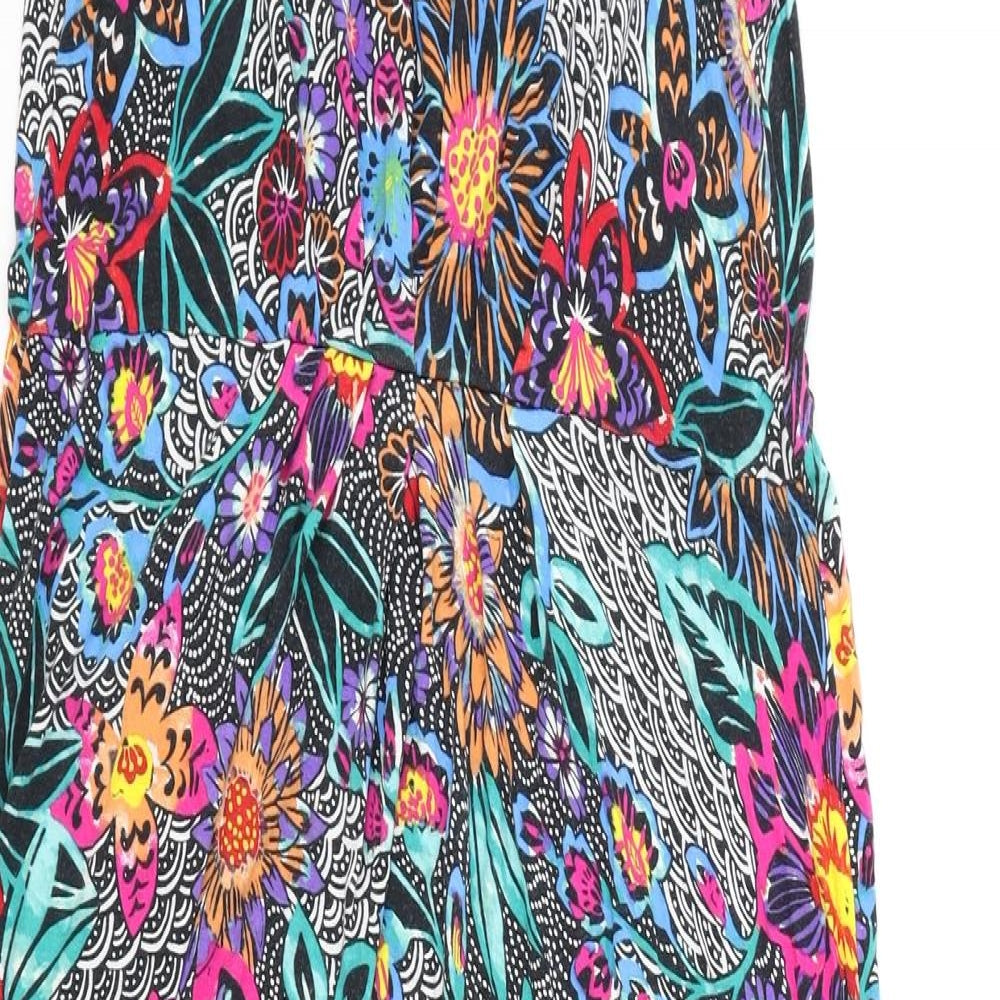 TU Womens Multicoloured Floral Polyester A-Line Size 14 V-Neck Pullover