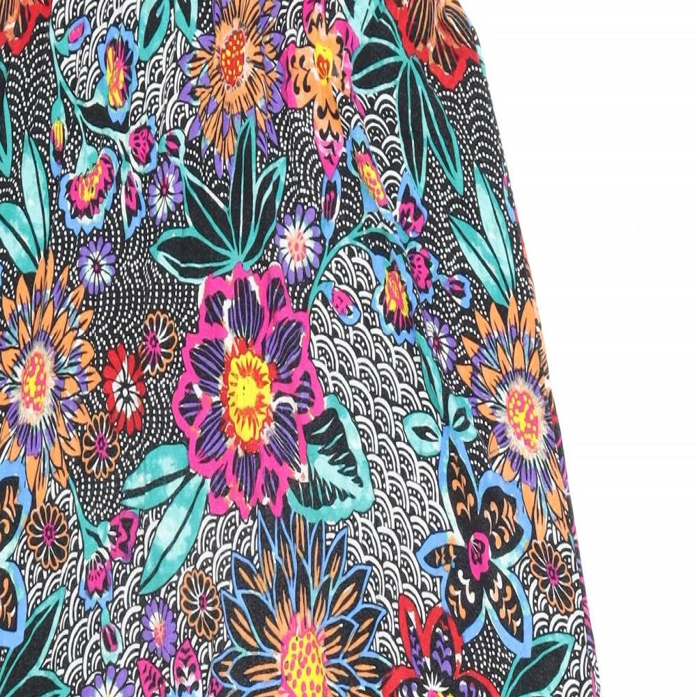 TU Womens Multicoloured Floral Polyester A-Line Size 14 V-Neck Pullover
