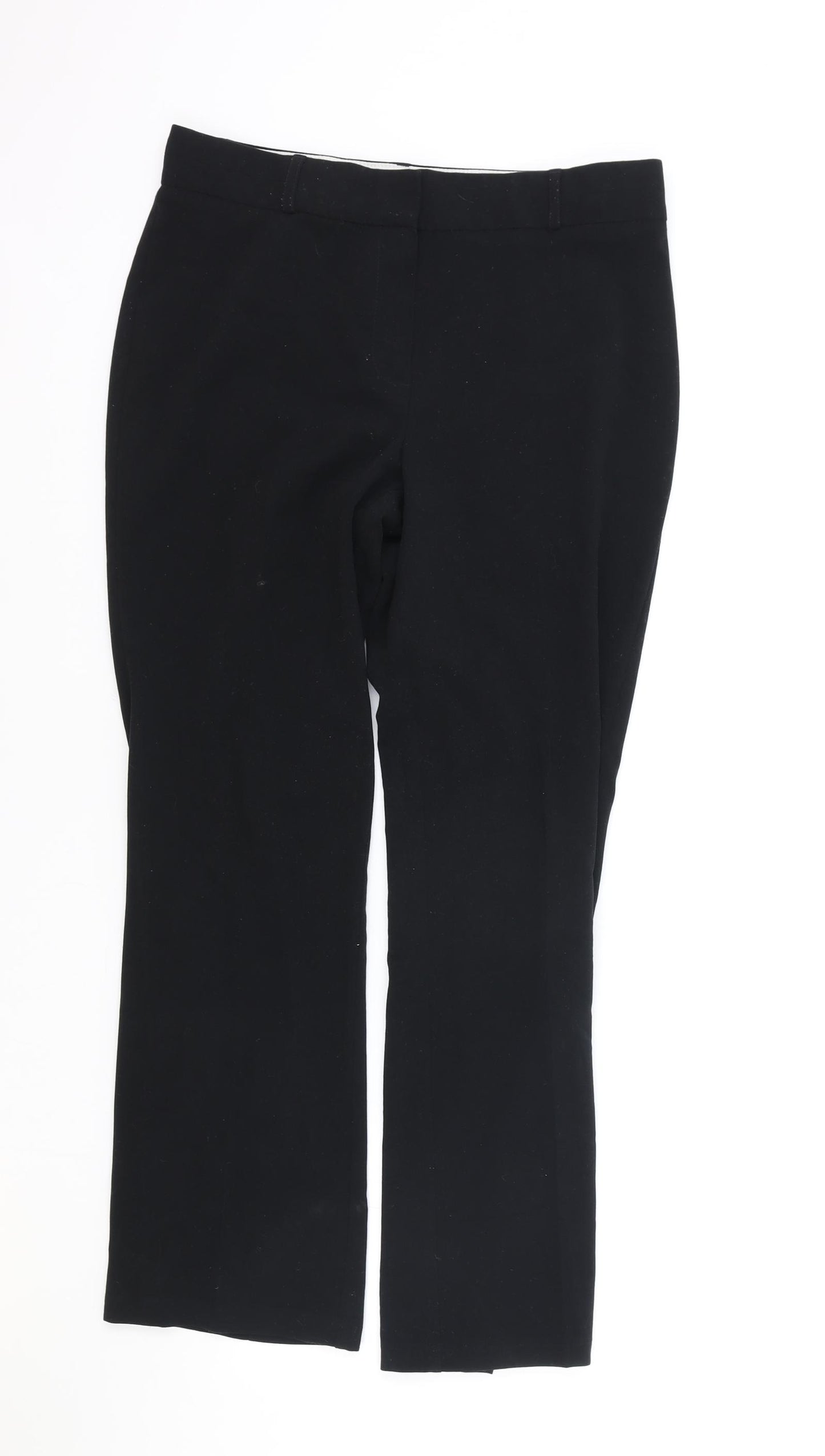Marks and Spencer Womens Black Polyester Trousers Size 10 Regular Zip