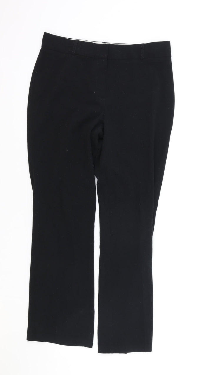 Marks and Spencer Womens Black Polyester Trousers Size 10 Regular Zip