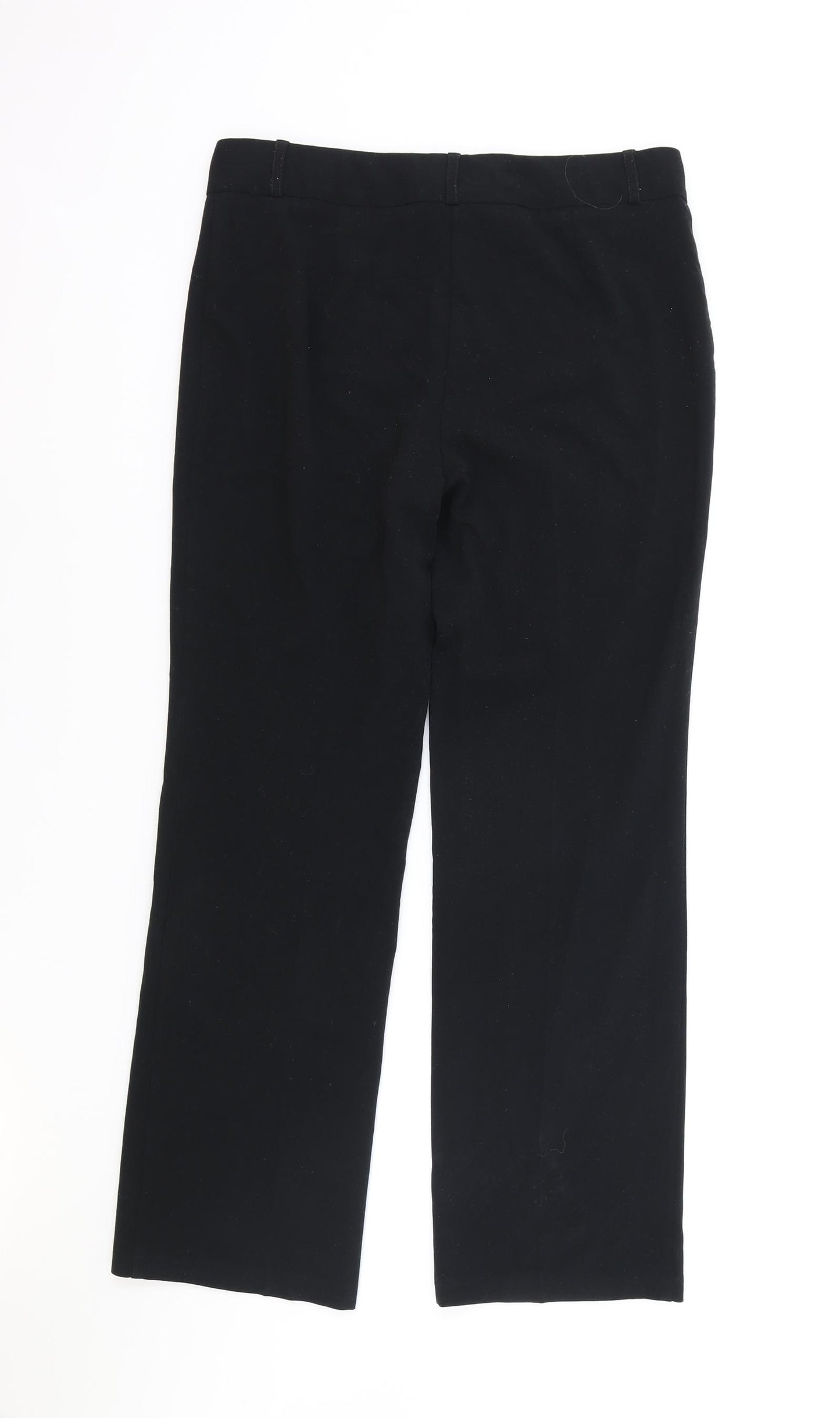 Marks and Spencer Womens Black Polyester Trousers Size 10 Regular Zip