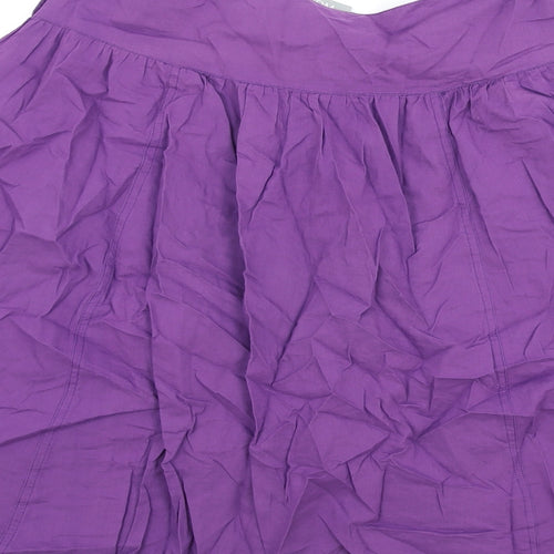 Wallis Womens Purple Floral Cotton Swing Skirt Size 10 Zip