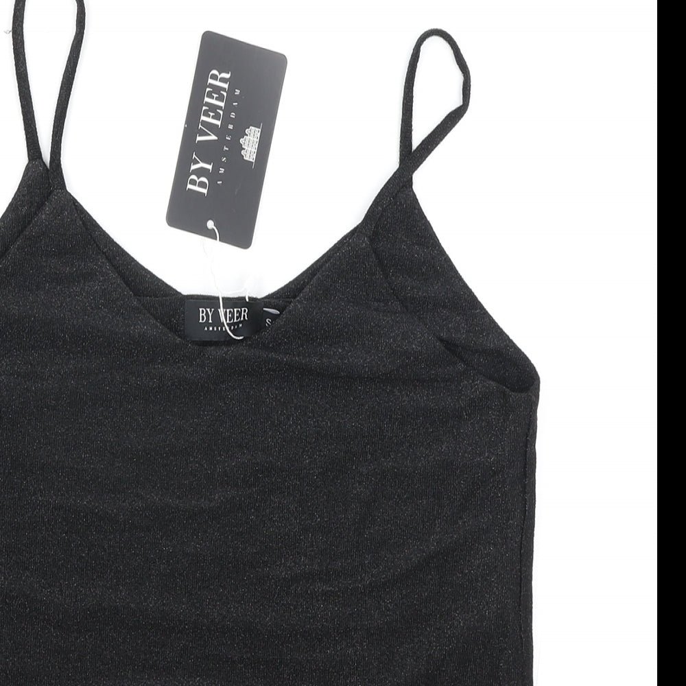 By Veer Womens Black Polyester Camisole Tank Size S V-Neck