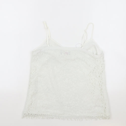 TU Womens White Floral Polyamide Camisole Tank Size 8 V-Neck - Gok Wan Collection