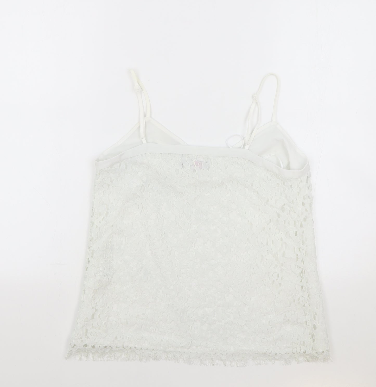 TU Womens White Floral Polyamide Camisole Tank Size 8 V-Neck - Gok Wan Collection