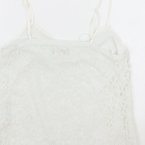 TU Womens White Floral Polyamide Camisole Tank Size 8 V-Neck - Gok Wan Collection