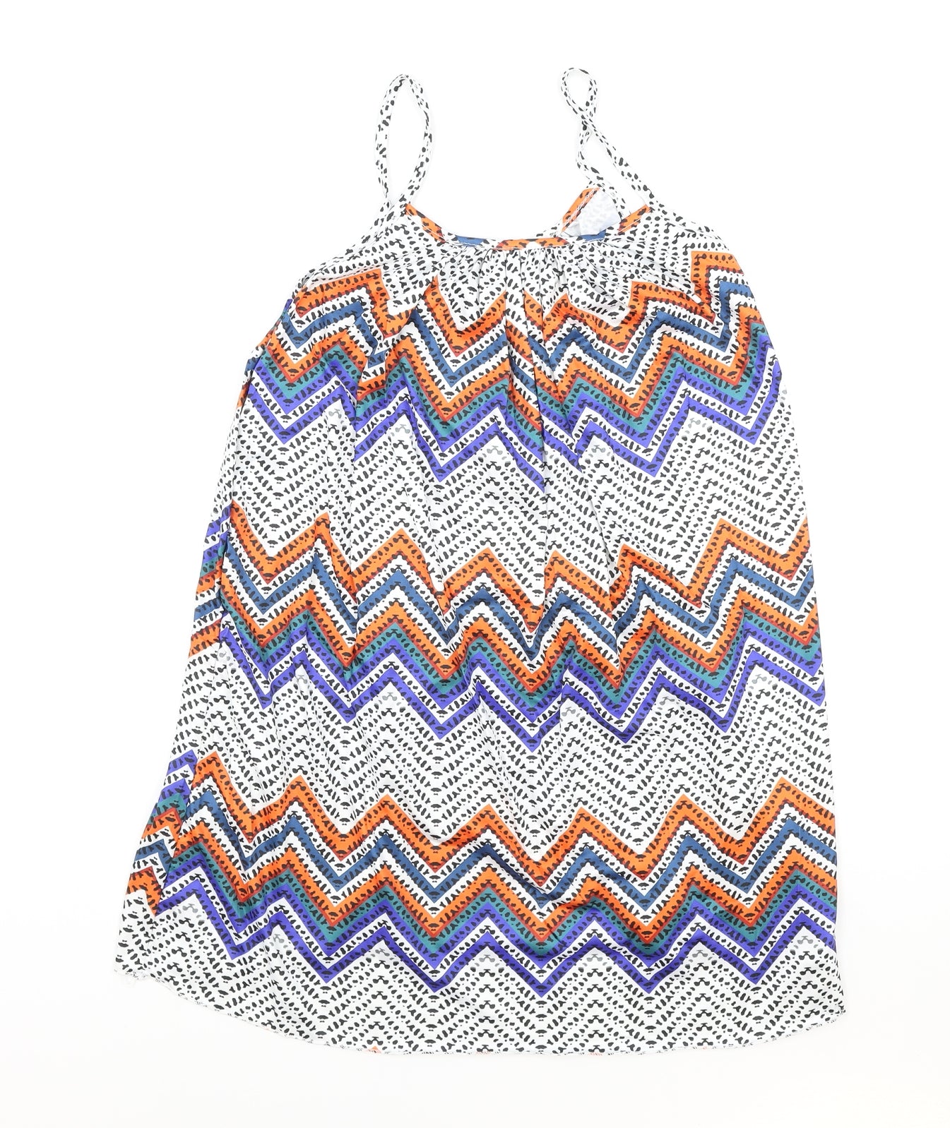 Preworn Womens Multicoloured Geometric Polyester Camisole Tank Size XL Scoop Neck