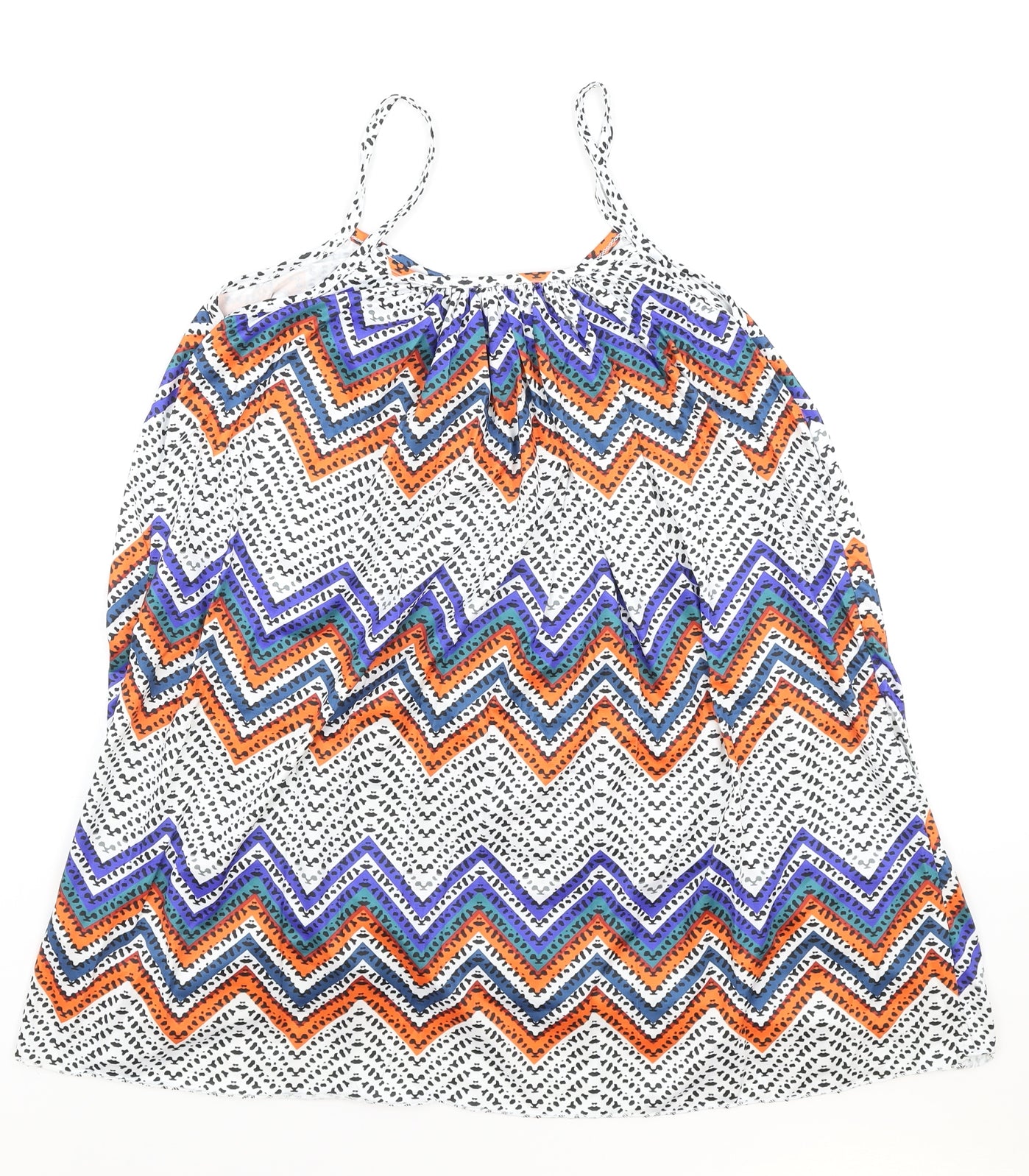 Preworn Womens Multicoloured Geometric Polyester Camisole Tank Size XL Scoop Neck