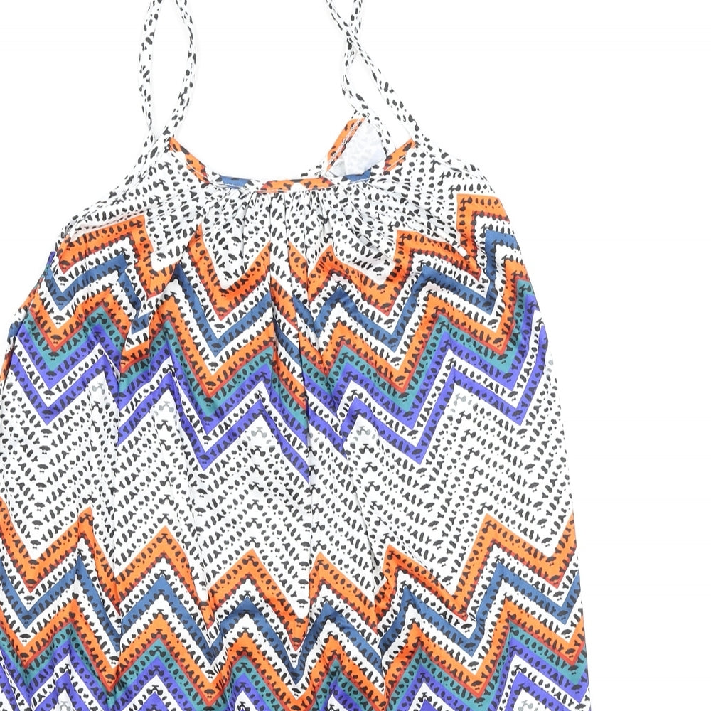 Preworn Womens Multicoloured Geometric Polyester Camisole Tank Size XL Scoop Neck