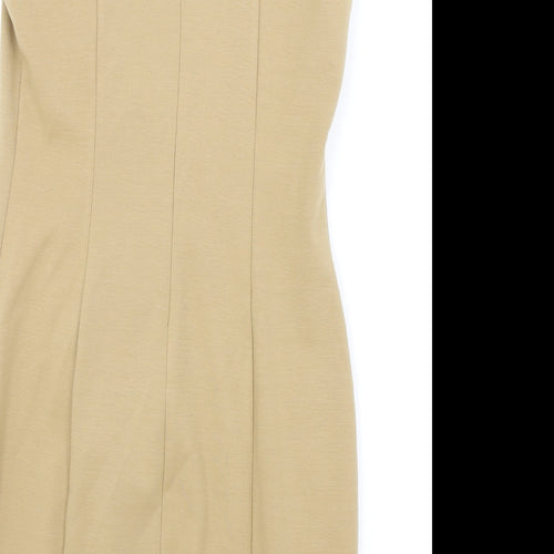 Oasis Womens Brown Polyester Pencil Dress Size 12 Round Neck Zip